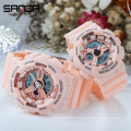 Sanda 299G 292L Sport Trend Ladies Men Digital Wristwatches LED Luminous Chrono Rubber Functional Couple Watches